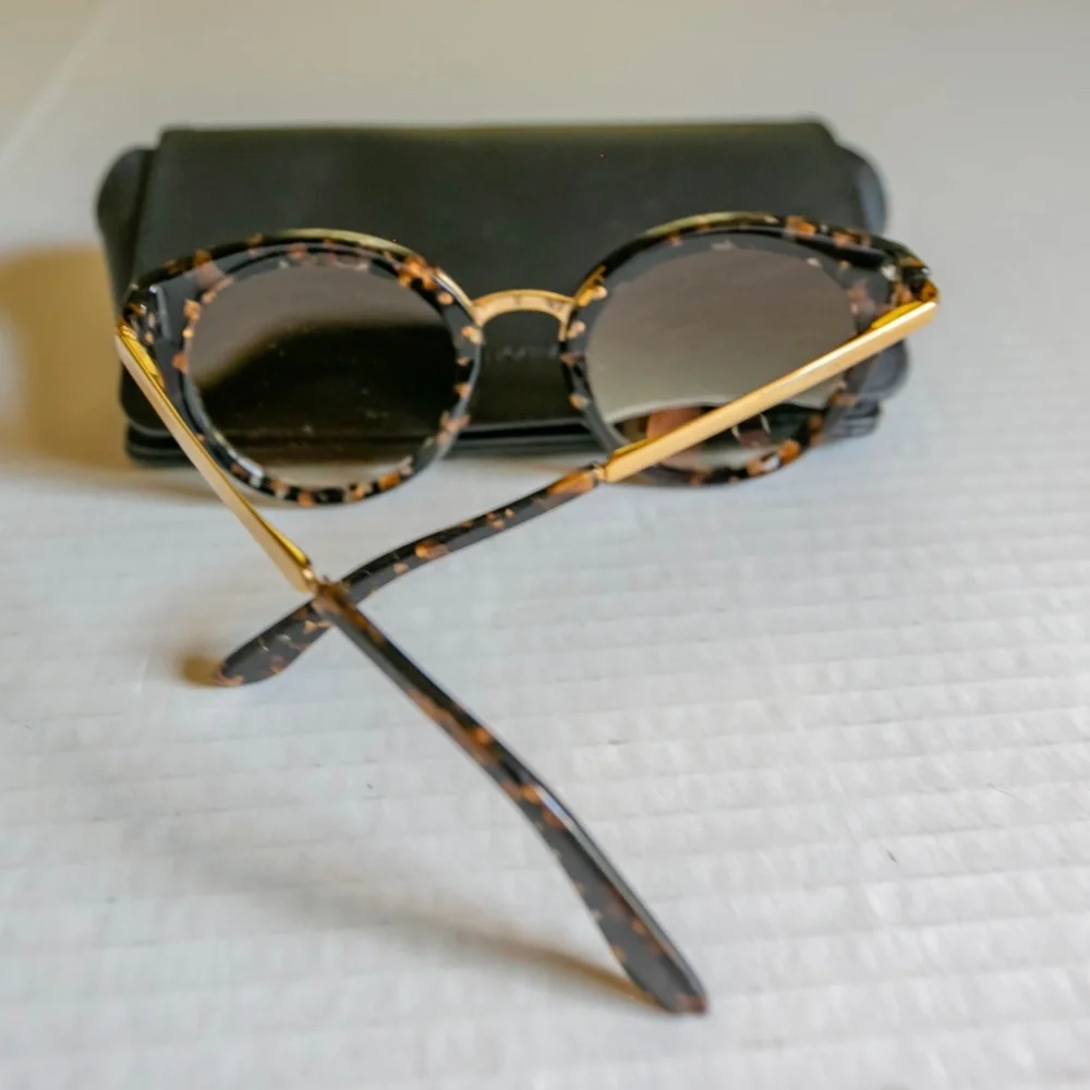 DOLCE & GABBANA Cube Black /Gold & Patterned Round Women's 52 mm Sunglasses - Picture 2 of 14